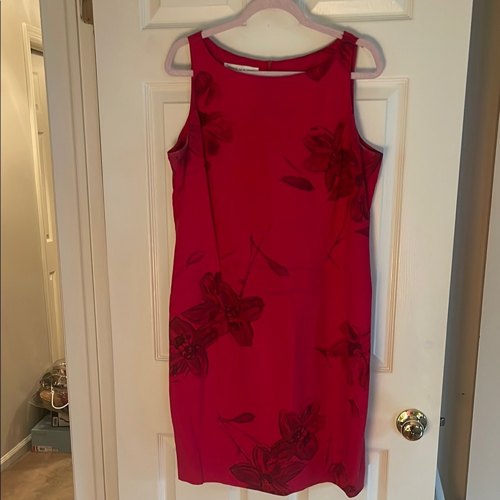 Jones New York Red Sheath Midi Dress Halter Sleeveless